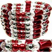 36inch Red Plastic ,Glass,Magnetic Wrap Bracelet Necklace All in One Set